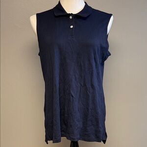 Croft & Barrow Sleeveless Polo Top Medium Navy Blue Cotton Classic